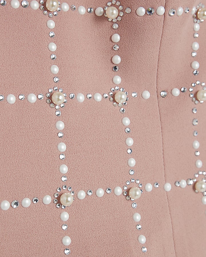 Pink Pearl Embellished Bandeau Top