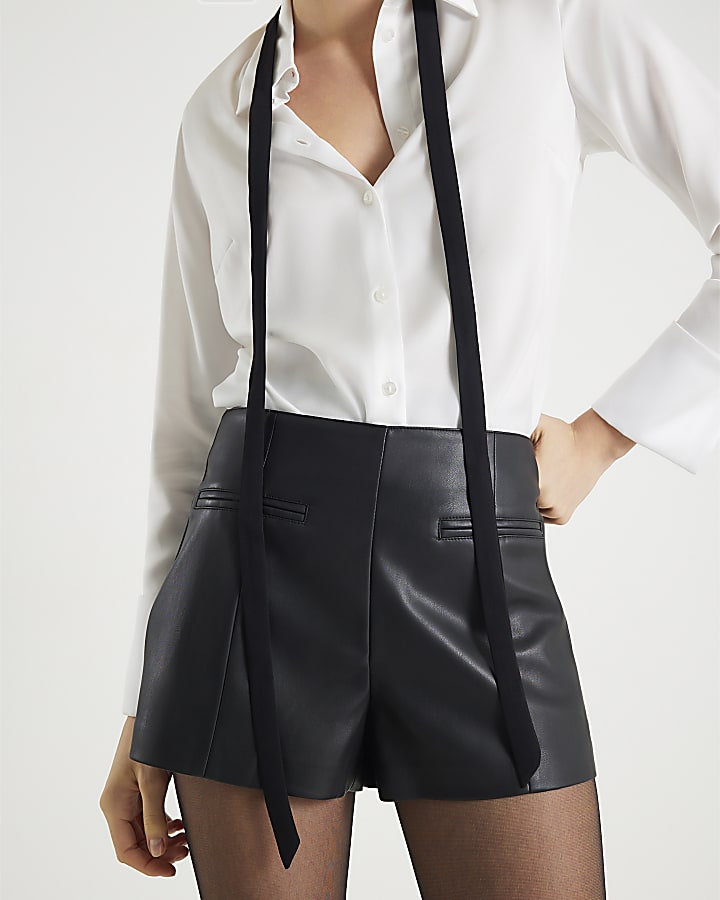 Black Faux Leather Shorts