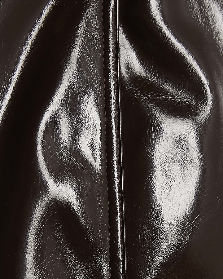 Brown Faux Leather Mini skirt