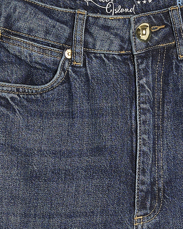 Blue Mid Rise Wide Leg Jeans