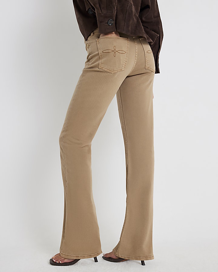 Brown Stretch Straight Leg Jeans