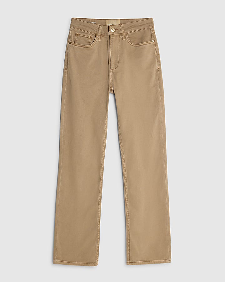 Brown Stretch Straight Leg Jeans