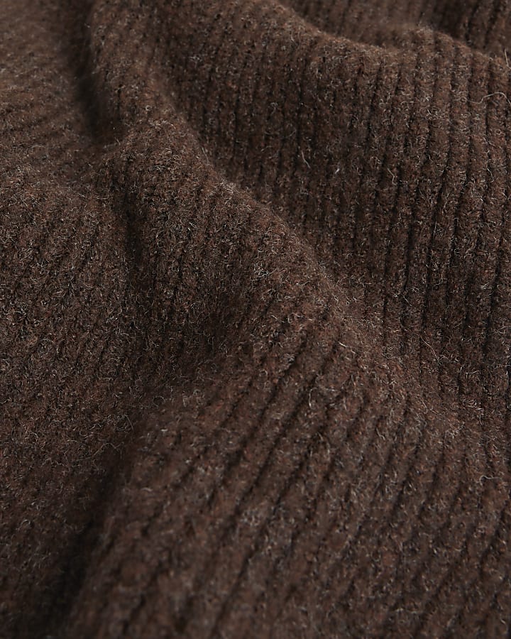 Brown Brushed Knitted Scarf