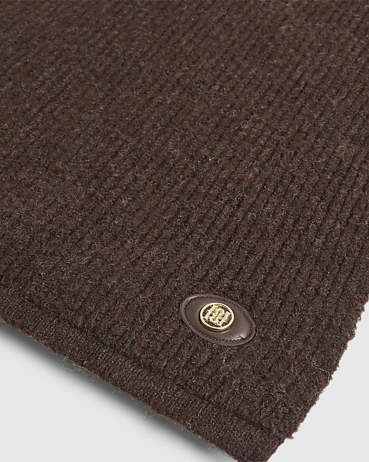 Brown Brushed Knitted Scarf