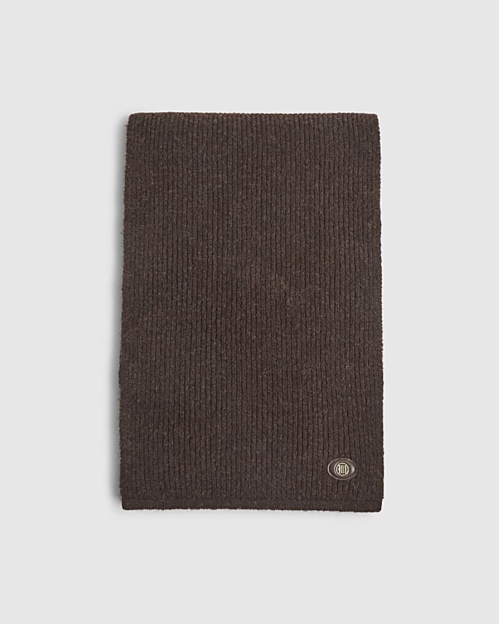 Brown Brushed Knitted Scarf