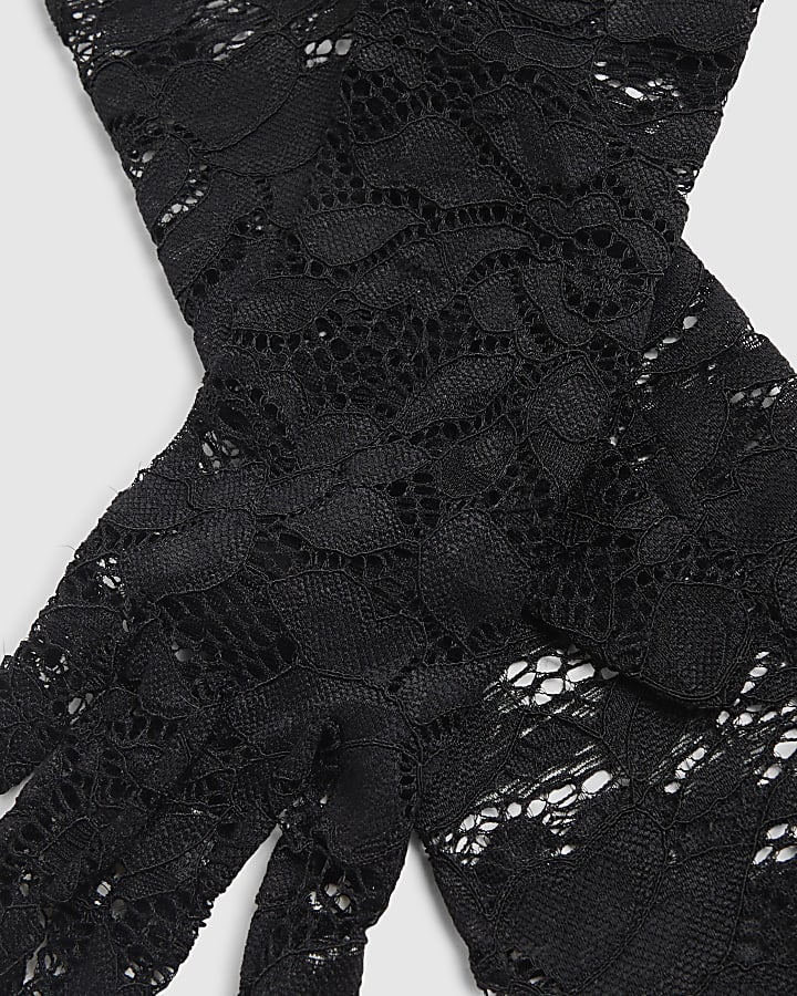 Black Lace Long Gloves