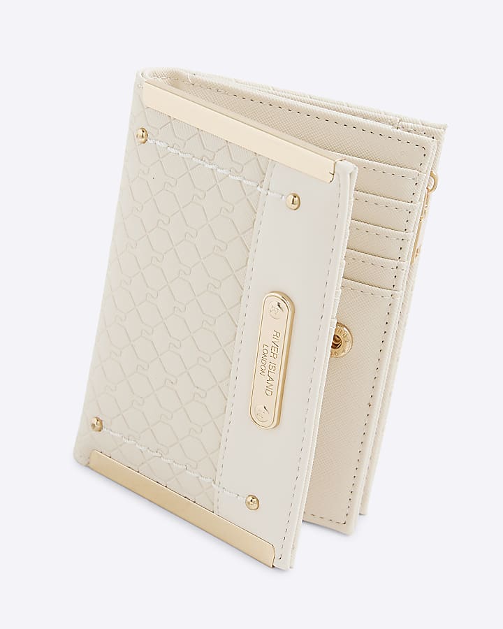 Cream RI Monogram Foldout Purse