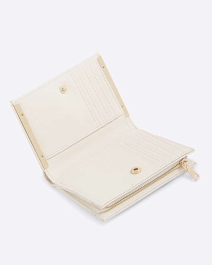 Cream RI Monogram Foldout Purse