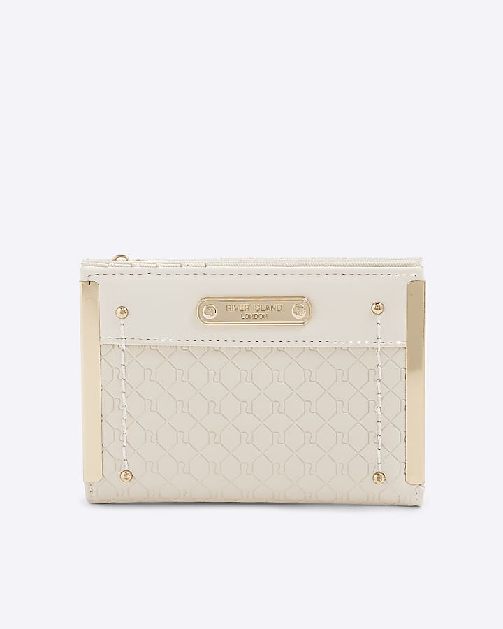 Cream RI Monogram Foldout Purse