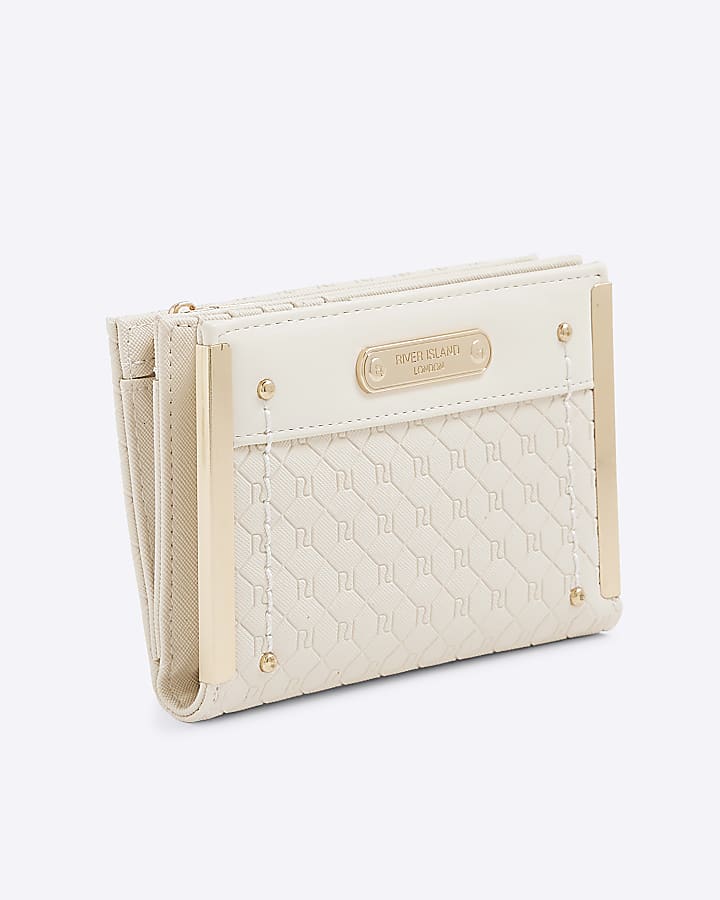 Cream RI Monogram Foldout Purse