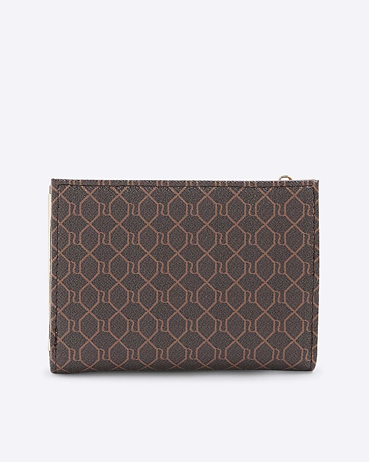 Brown RI Monogram Foldout Purse