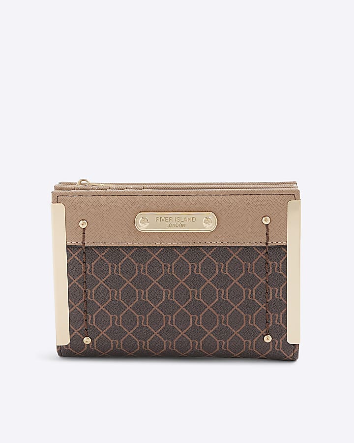 Brown RI Monogram Foldout Purse