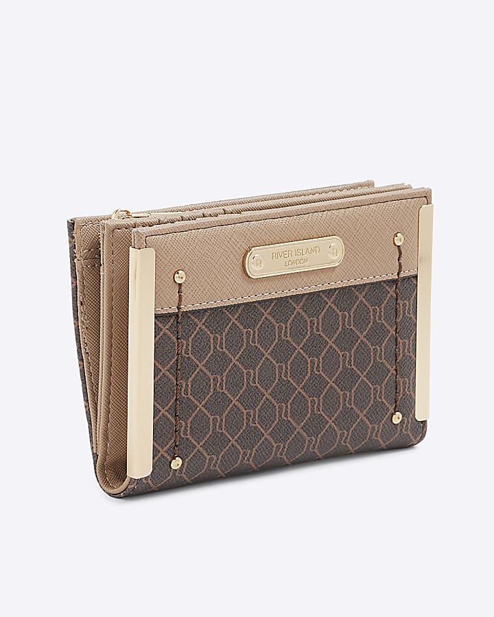 Brown RI Monogram Foldout Purse