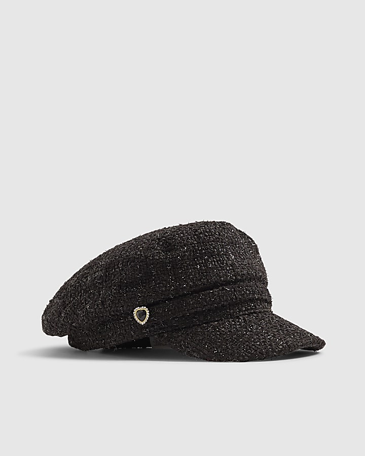 Black Boucle Baker Boy hat