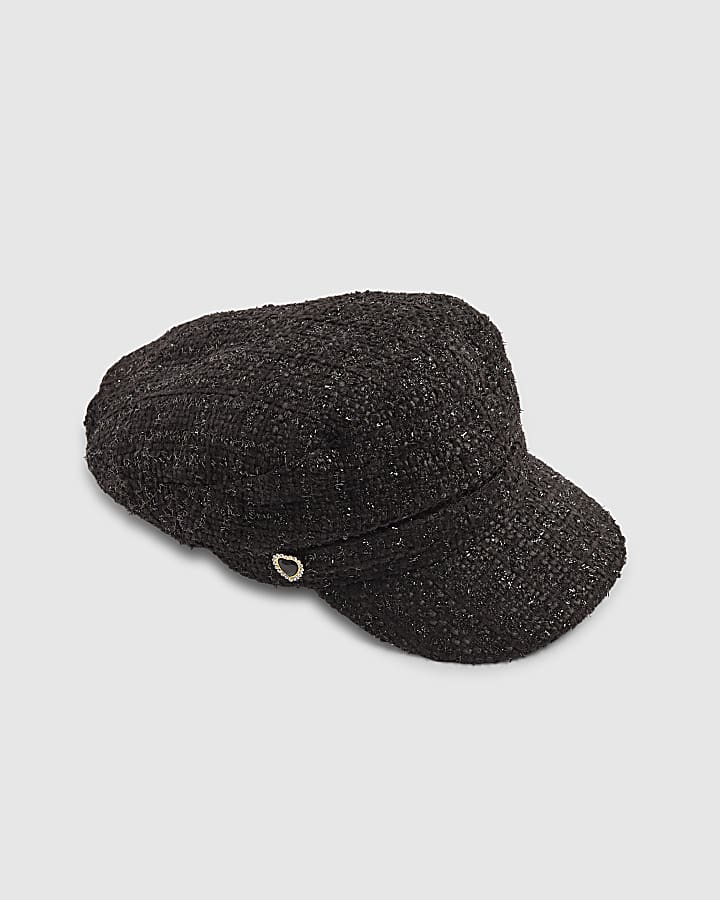 Black Boucle Baker Boy hat