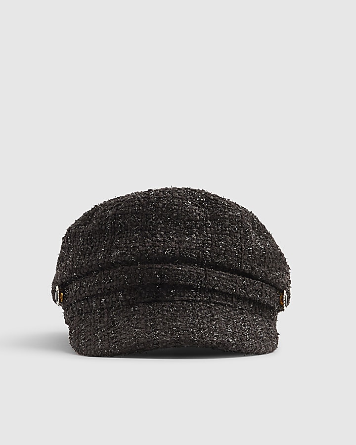 Black Boucle Baker Boy hat