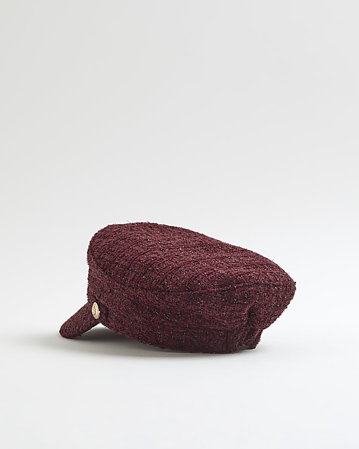 Red Boucle Baker Boy Hat