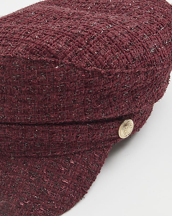 Red Boucle Baker Boy Hat