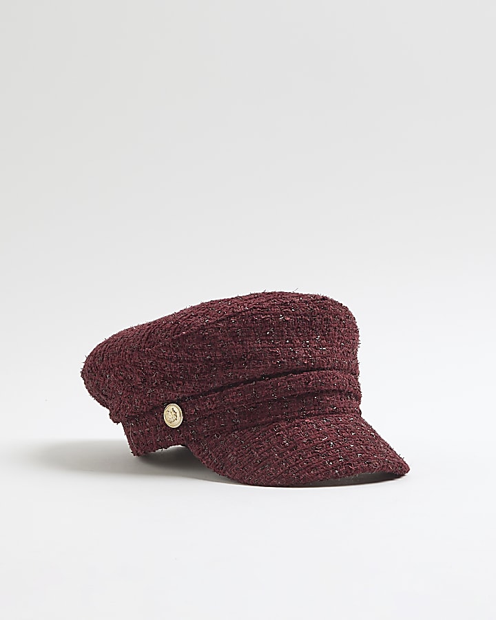 Red Boucle Baker Boy Hat