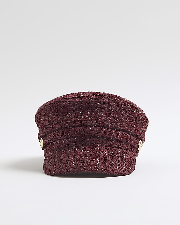 Red Boucle Baker Boy Hat