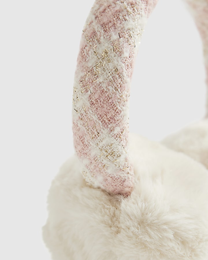 Pink Boucle Faux Fur Earmuffs