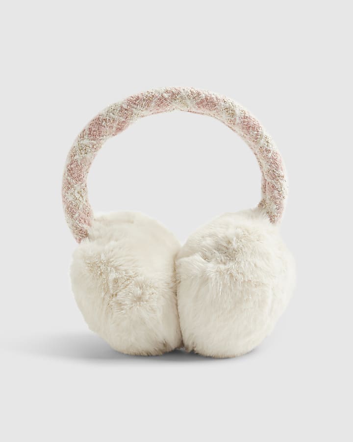 Pink Boucle Faux Fur Earmuffs