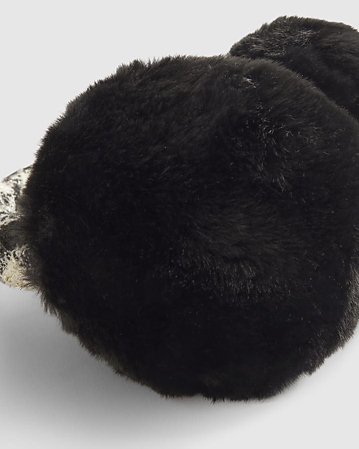 Black Boucle And Faux Fur Earmuffs