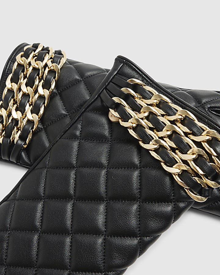 Black Quilted Chain Trim Glove