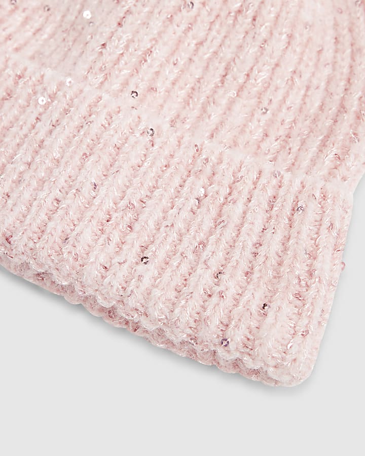 Pink Sequin Beanie Hat