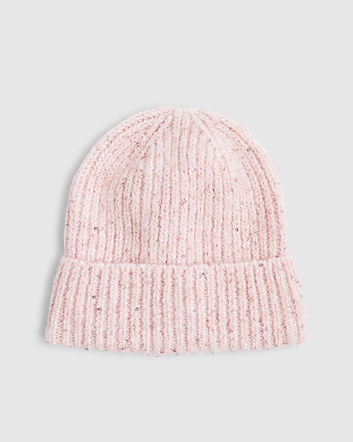 Pink Sequin Beanie Hat