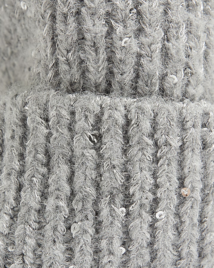 Grey Sequin Beanie