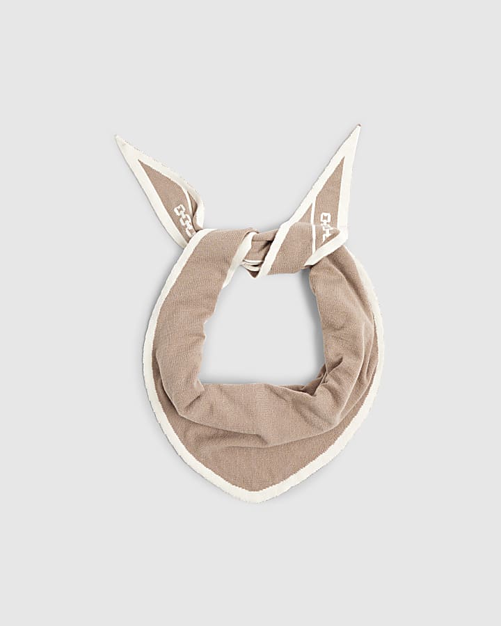 Beige Monogram Border Triangle Scarf