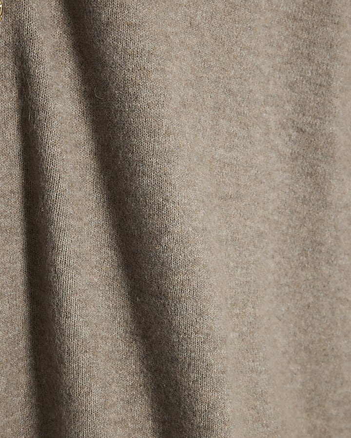 Beige Triangle Button Trim Cape
