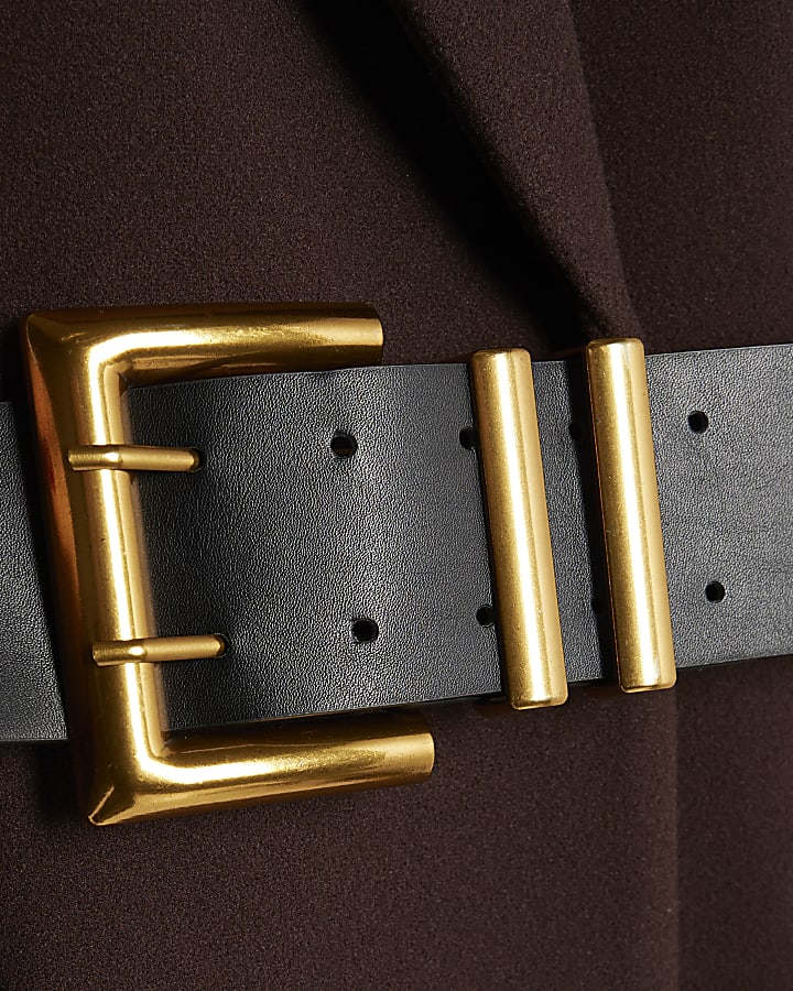 Brown Longline Belted Coat