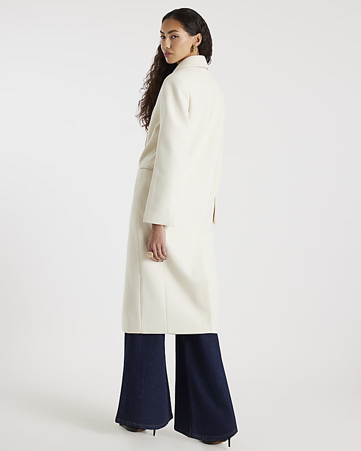 Cream Corsage Longline Coat