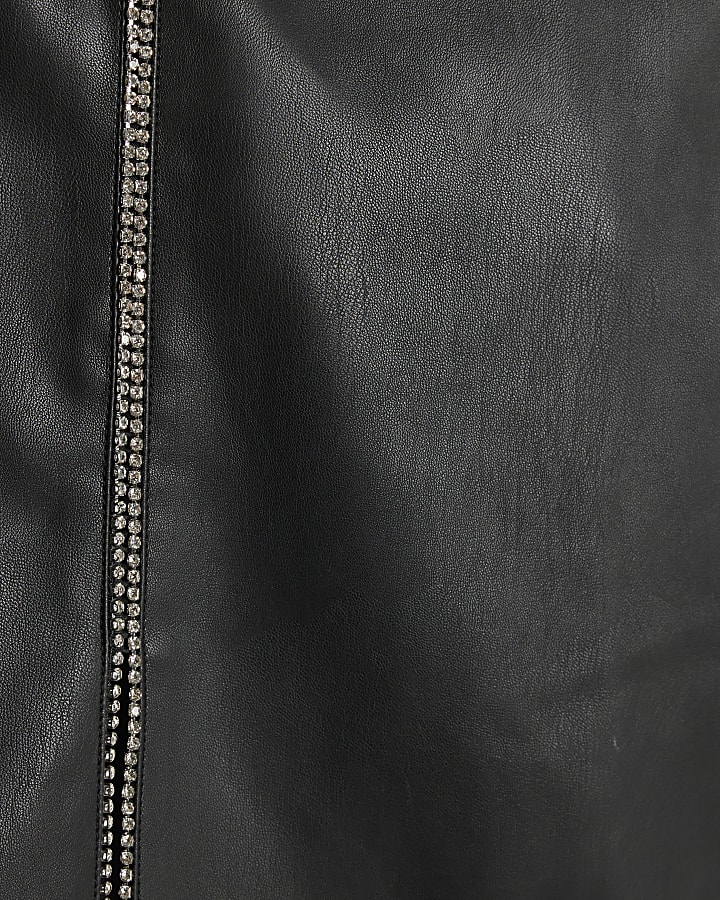 Black Diamante Trim Mini Skirt