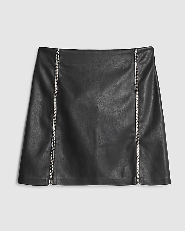 Black Diamante Trim Mini Skirt