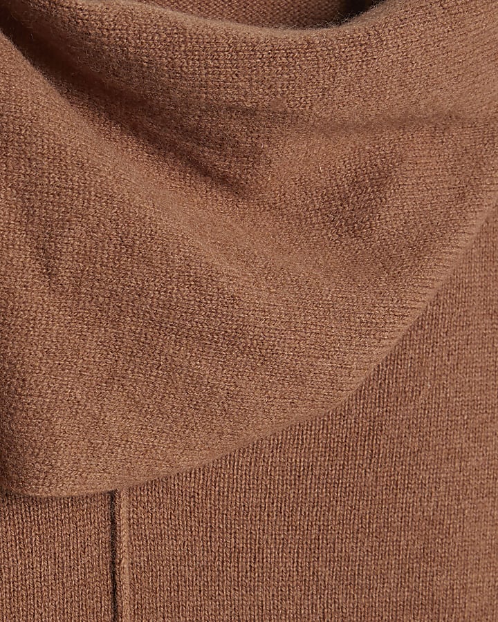Brown Premium Wool Scarf Wrap Jumper