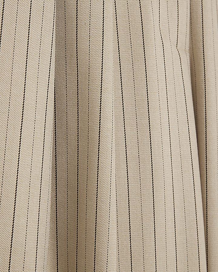 Beige Stripe Wide Leg Trousers