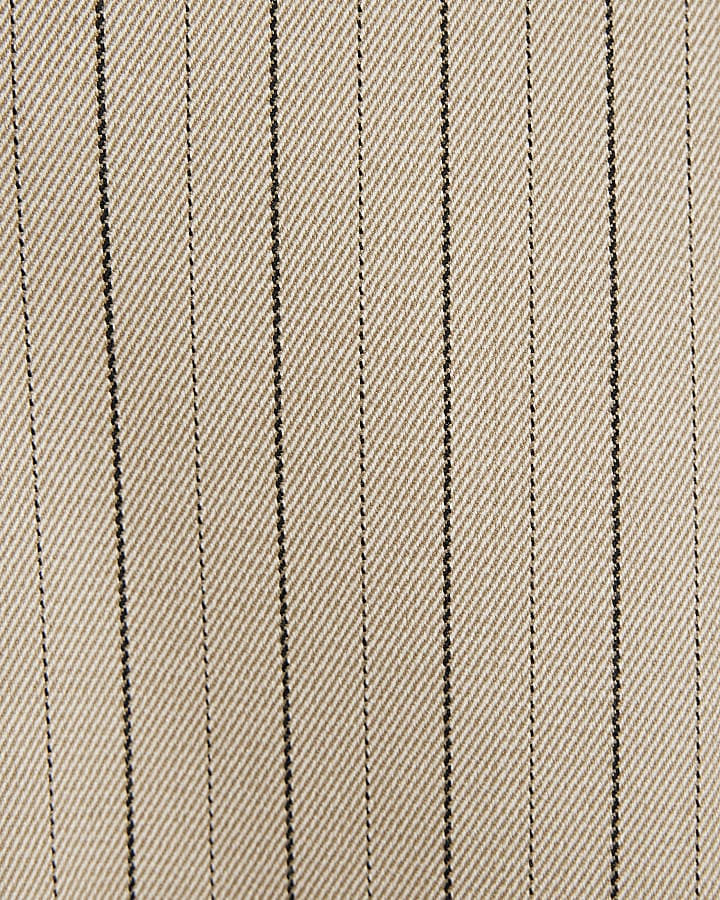Beige Stripe Sleeveless Waistcoat