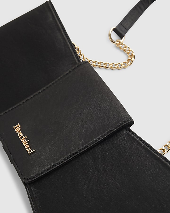 Black Satin Bow Clutch Bag