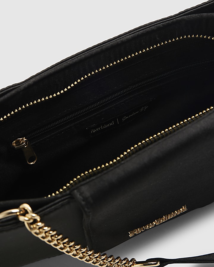 Black Satin Bow Clutch Bag