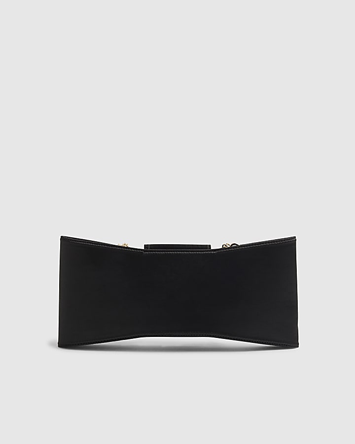 Black Satin Bow Clutch Bag