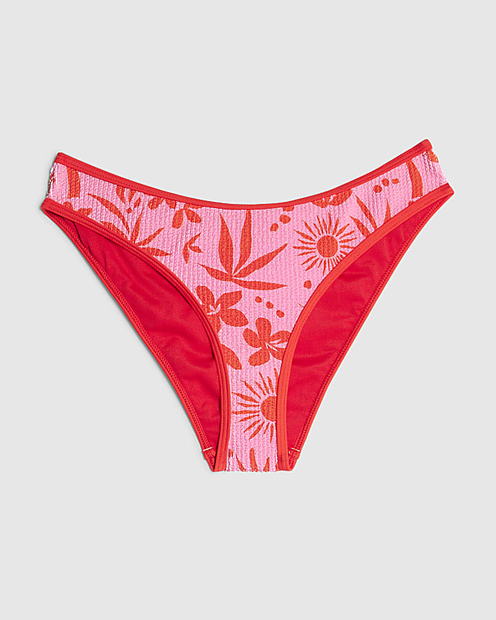 Pink floral High Rise bikini bottoms