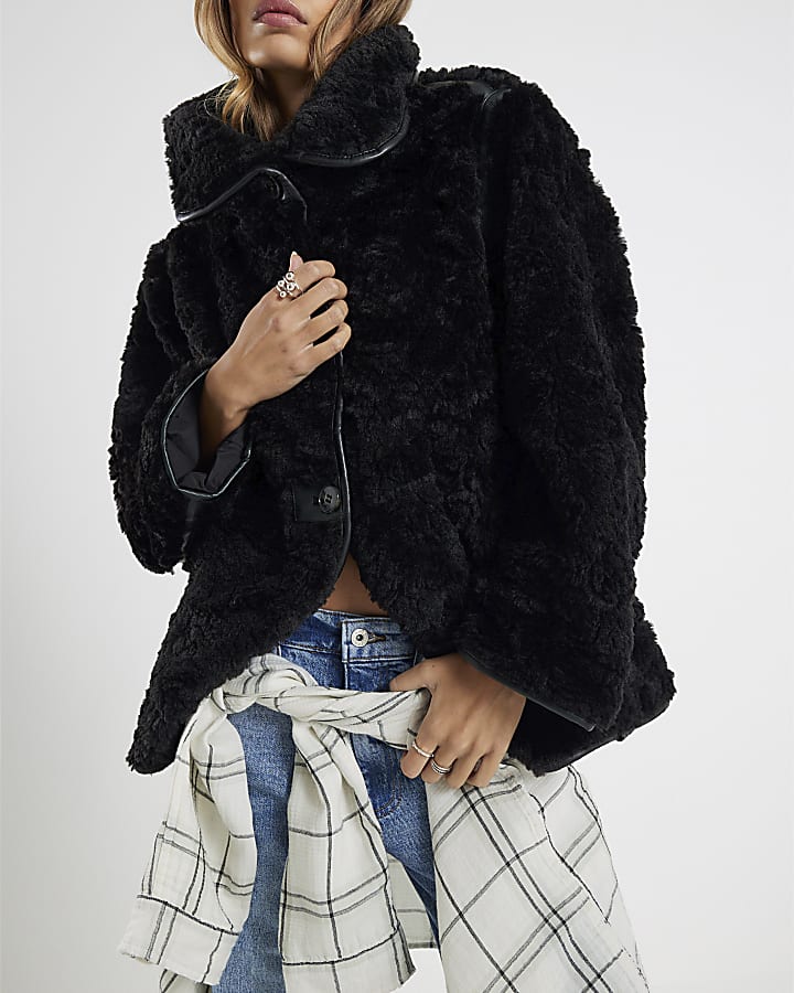 Black Borg Collared Swing Coat