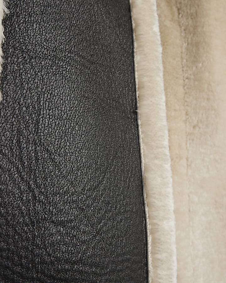 Black Scarf Detail Shearling Jacket
