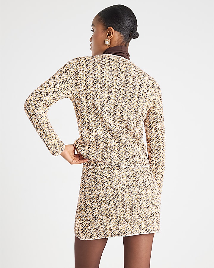 Orange Boucle Mini Skirt