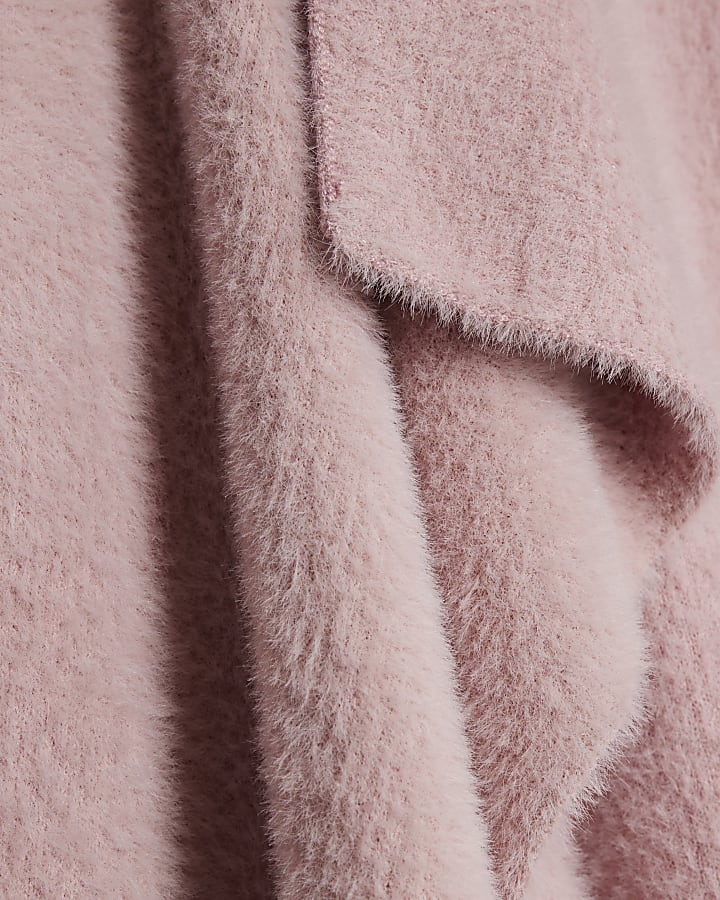 Pink Knitted Waterfall Cardigan