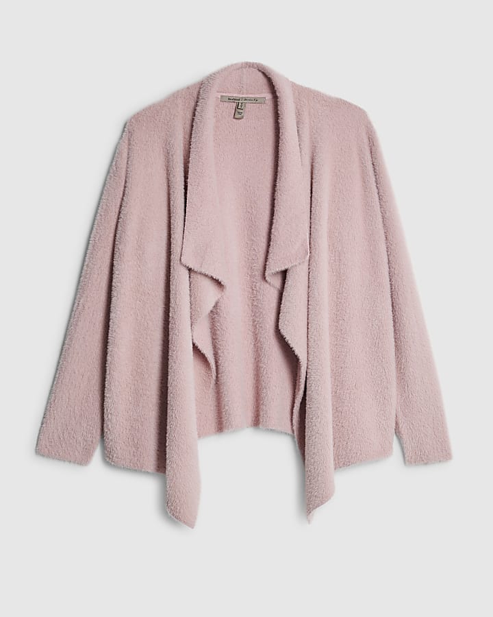 Pink Knitted Waterfall Cardigan