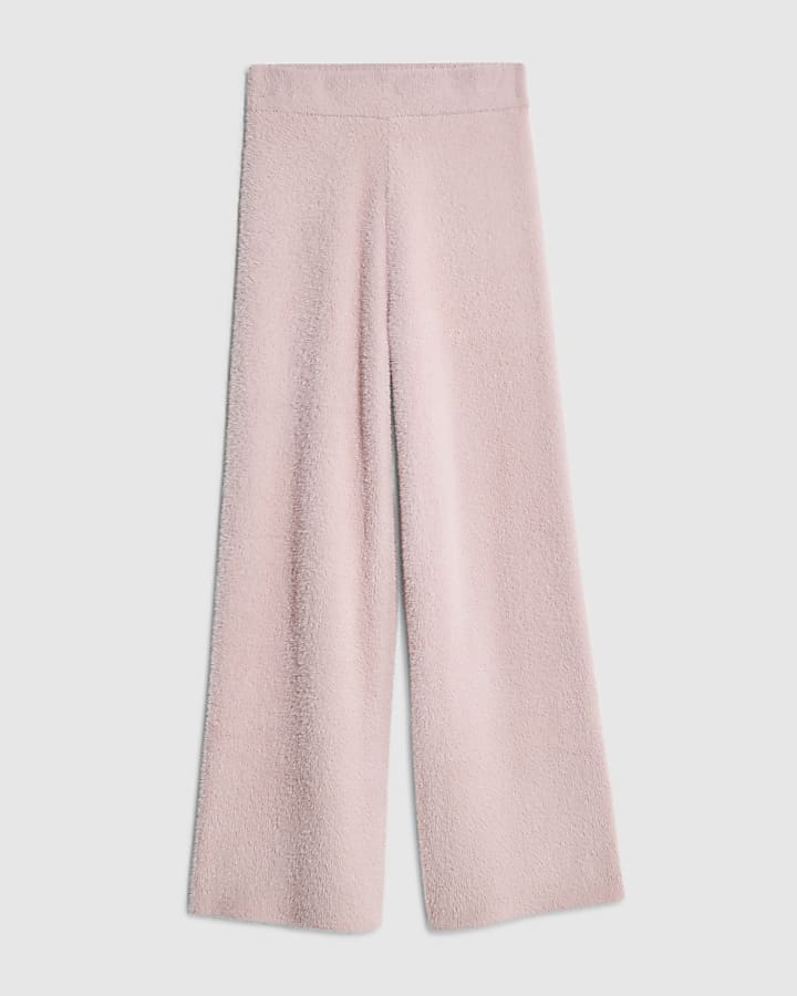 Pink Knitted Wide Leg Lounge Trousers